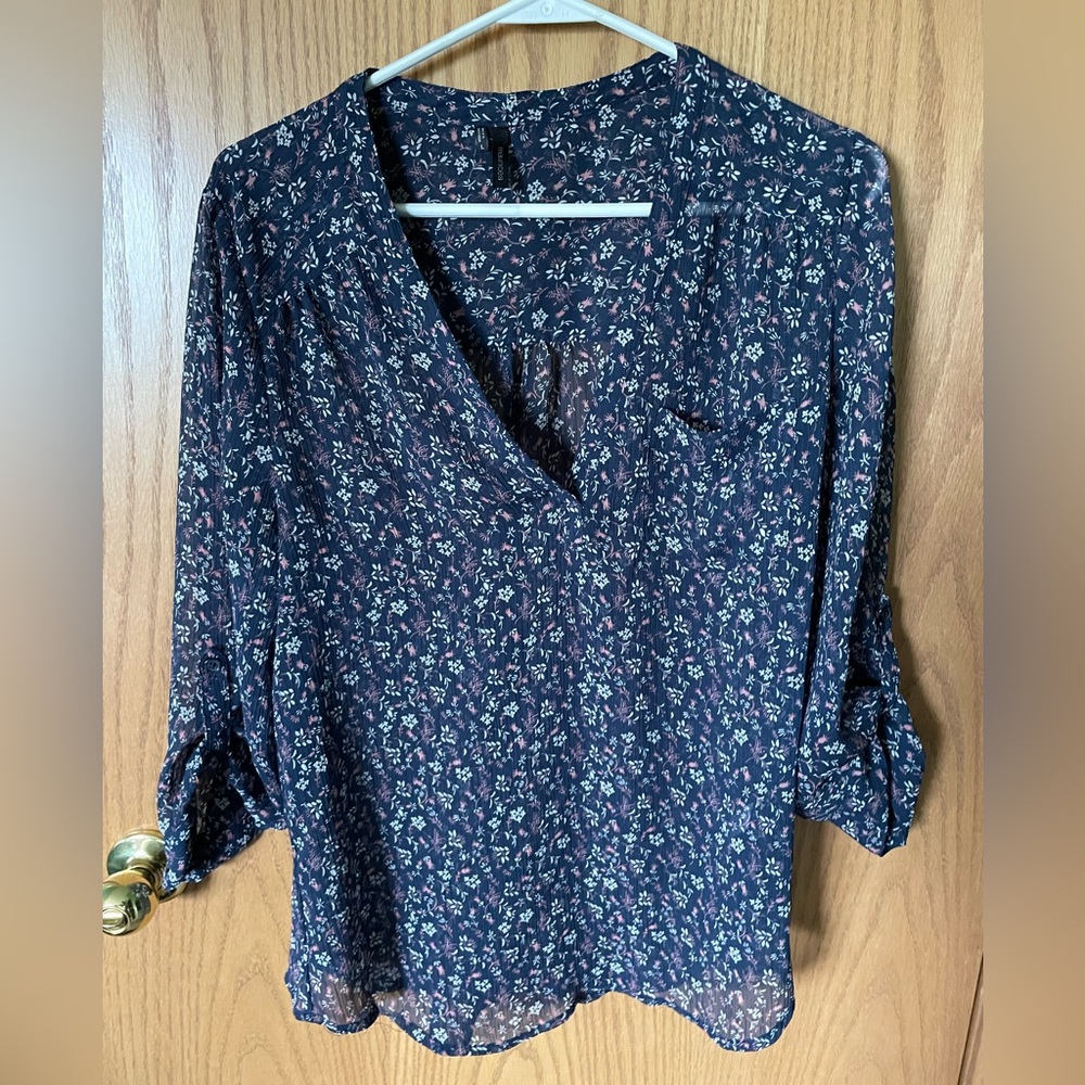 Maurices - Blue Floral Blouse - Size Large